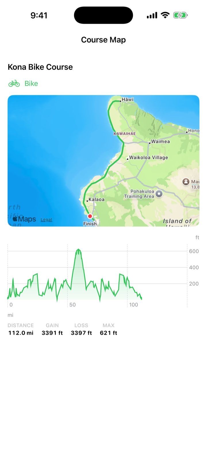 Triathlon Race Day Checklist GPX bike course map with elevation